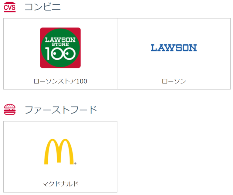 街のお店で使う（ローソンやマクドナルドなど）